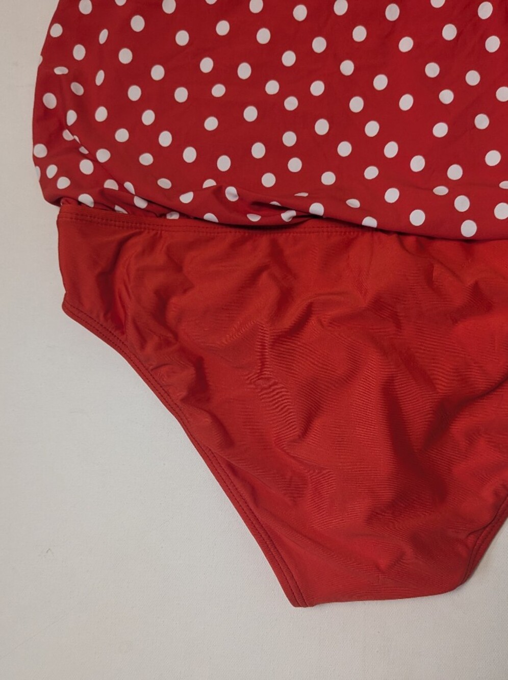 Athena Women Strapless Bandeau One Piece Swimsuit Red White Polka Dot Sz 10 New - Picture 6 of 13